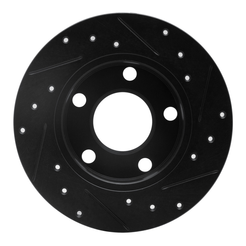 Audi 5000CS Turbo Quattro Brake Rotor (1) - Rear Left - R1 Concepts - Drilled & Slotted - Black - `85-`00